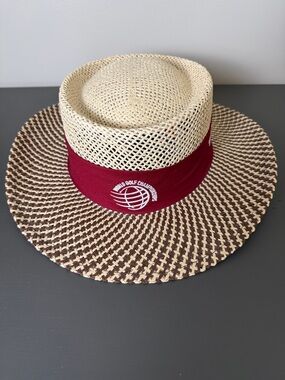 World Golf Championships Straw Wide-Brim Hat - Natural & Burgundy